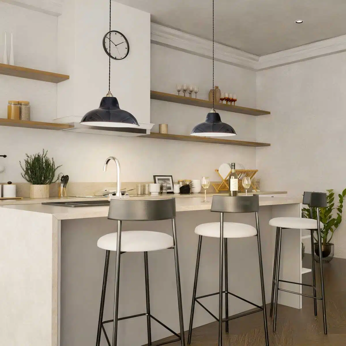 Anglepoise Light - Original 1227 Midi Wide Brass Pendant Ink Blue - Ink Blue Finish - Steel Shade