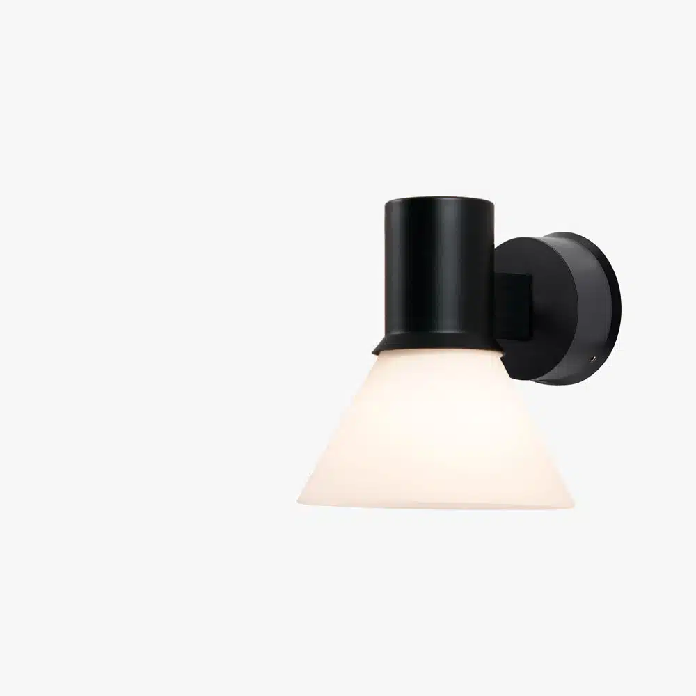 Anglepoise Light - Type 80 W4 Wall Light Matte Black Opal Glass - Matt Black and Glass Finish - Opal Glass Shade and Steel Stem
