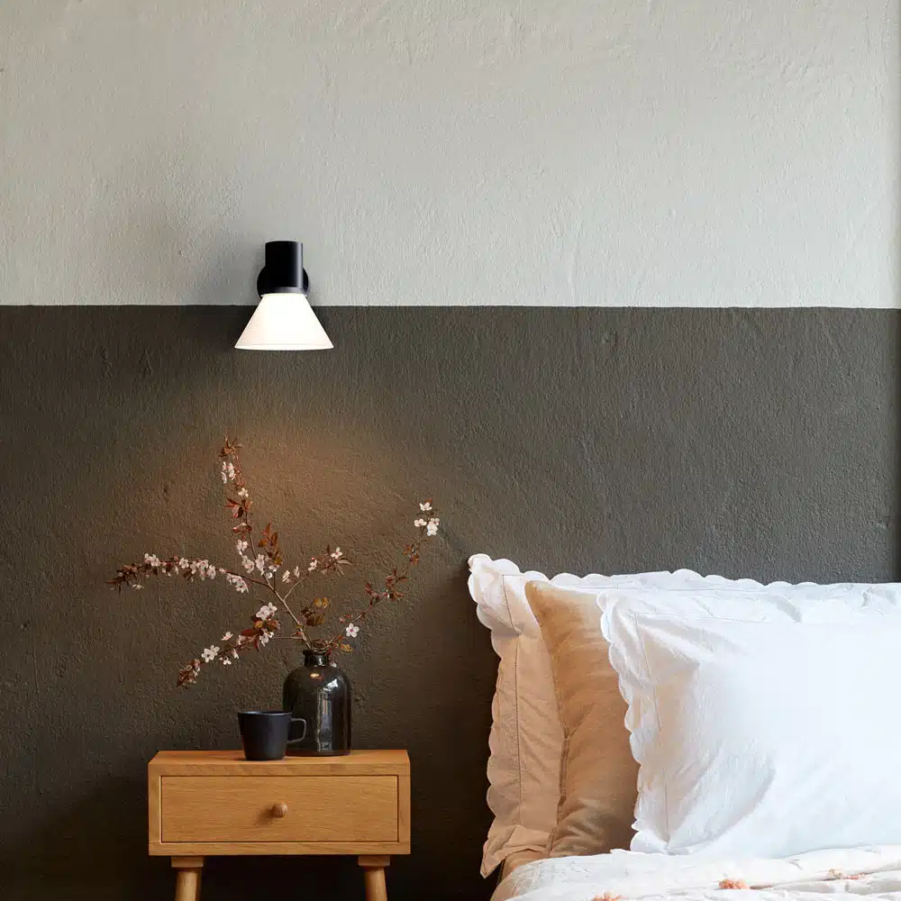 Anglepoise Light - Type 80 W4 Wall Light Matte Black Opal Glass - Matt Black and Glass Finish - Opal Glass Shade and Steel Stem