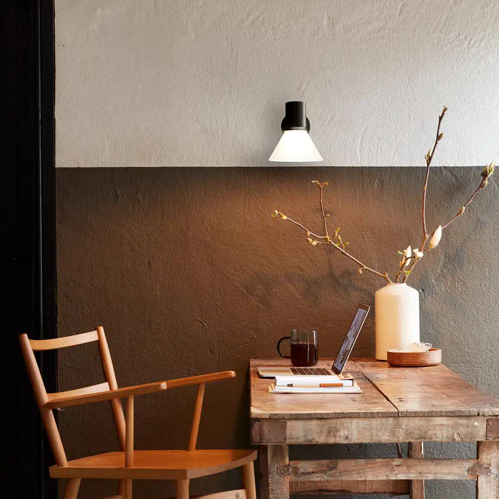 Anglepoise Light - Type 80 W4 Wall Light Matte Black Opal Glass - Matt Black and Glass Finish - Opal Glass Shade and Steel Stem