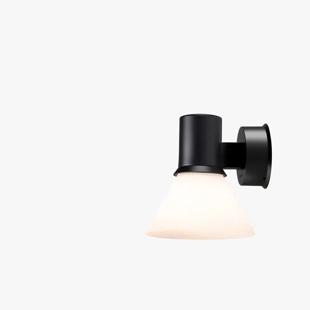 Anglepoise Light - Type 80 W4 Wall Light Matte Black Opal Glass - Matt Black and Glass Finish - Opal Glass Shade and Steel Stem