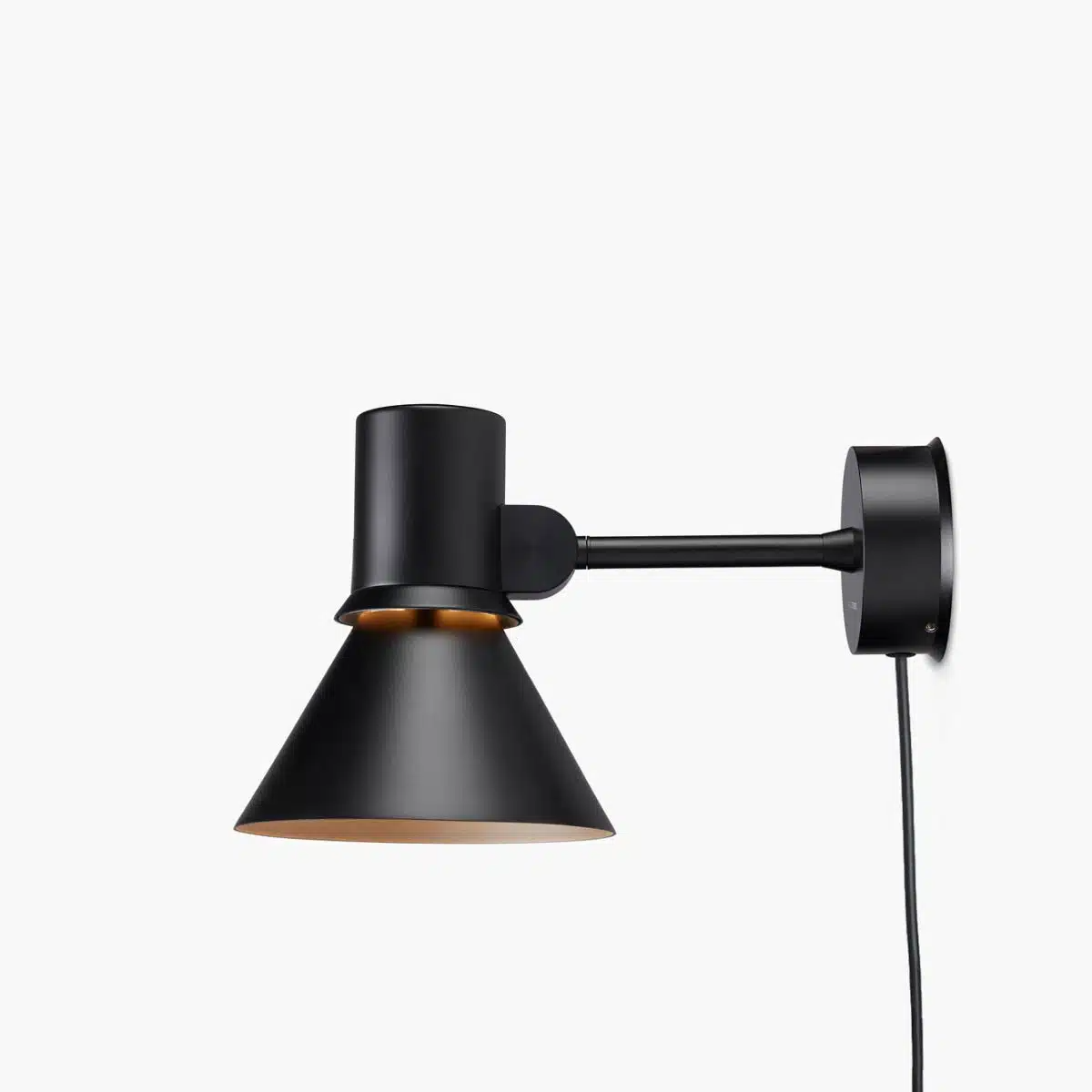 Anglepoise Light - Type 80 W1 Wall Light with Cable Matte Black - Matte Black Finish - Aluminium Shade and Steel Stem