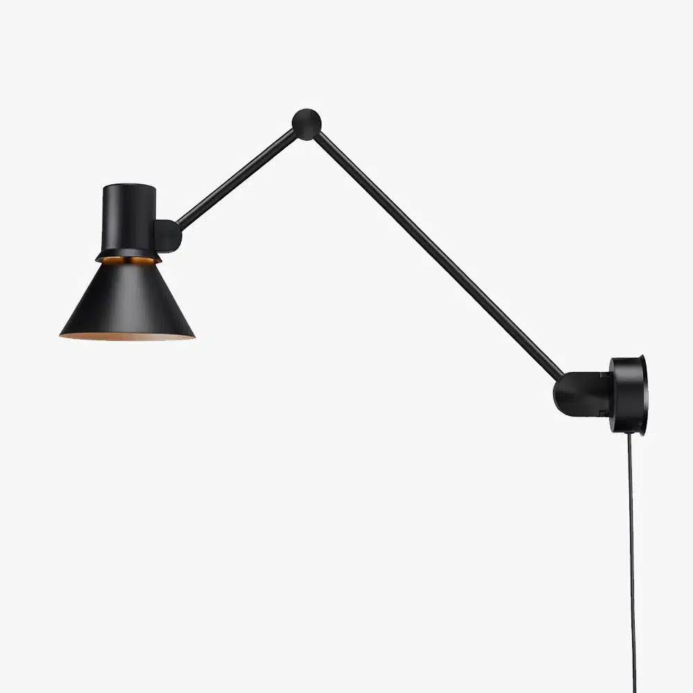 Anglepoise Light - Type 80 W3 Wall Light with cable Matte Black - Matte Black Finish - Aluminium Shade