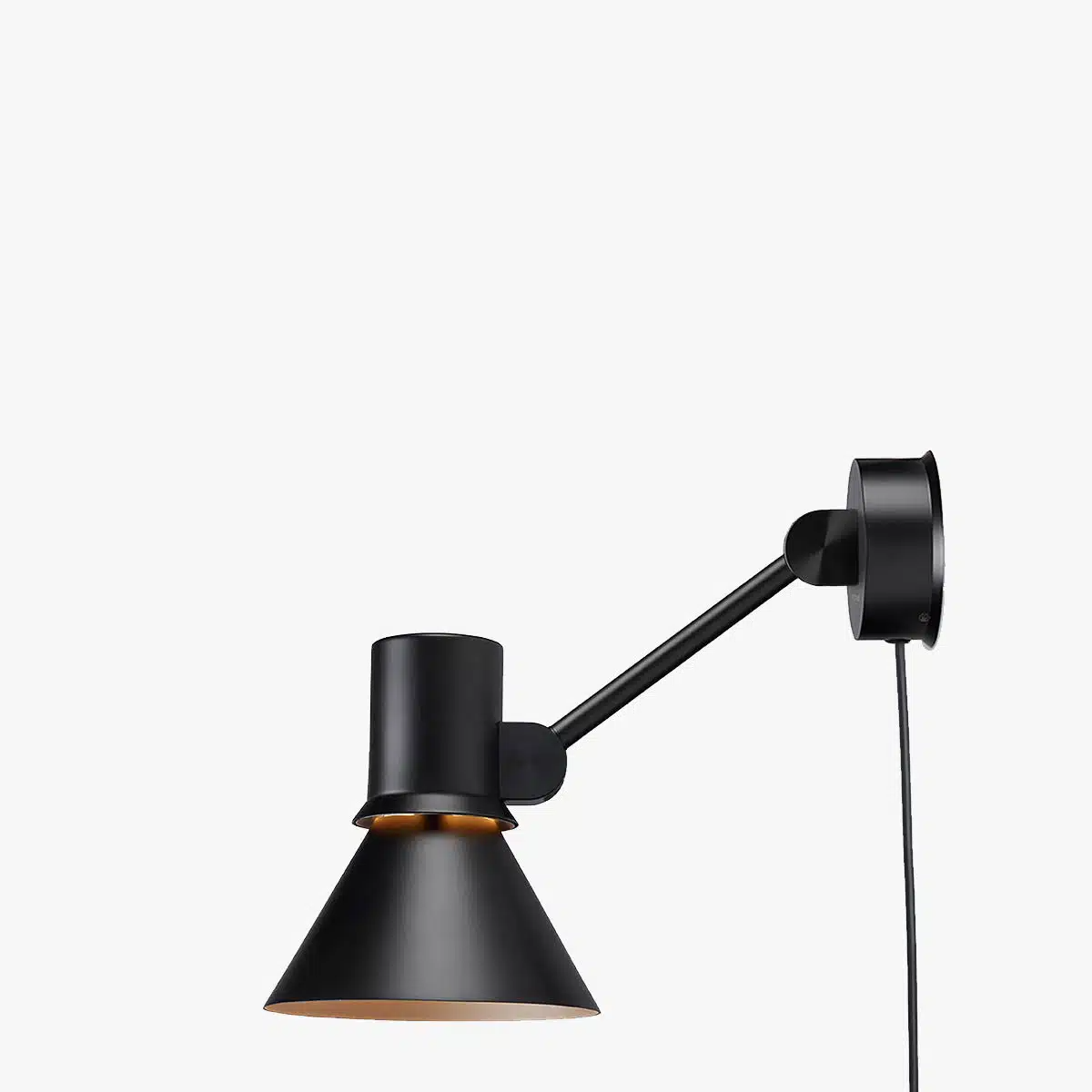Anglepoise Light - Type 80 W2 Wall Light with cable Matt Black - Matt Black Finish - Aluminium Shade and Steel Stem