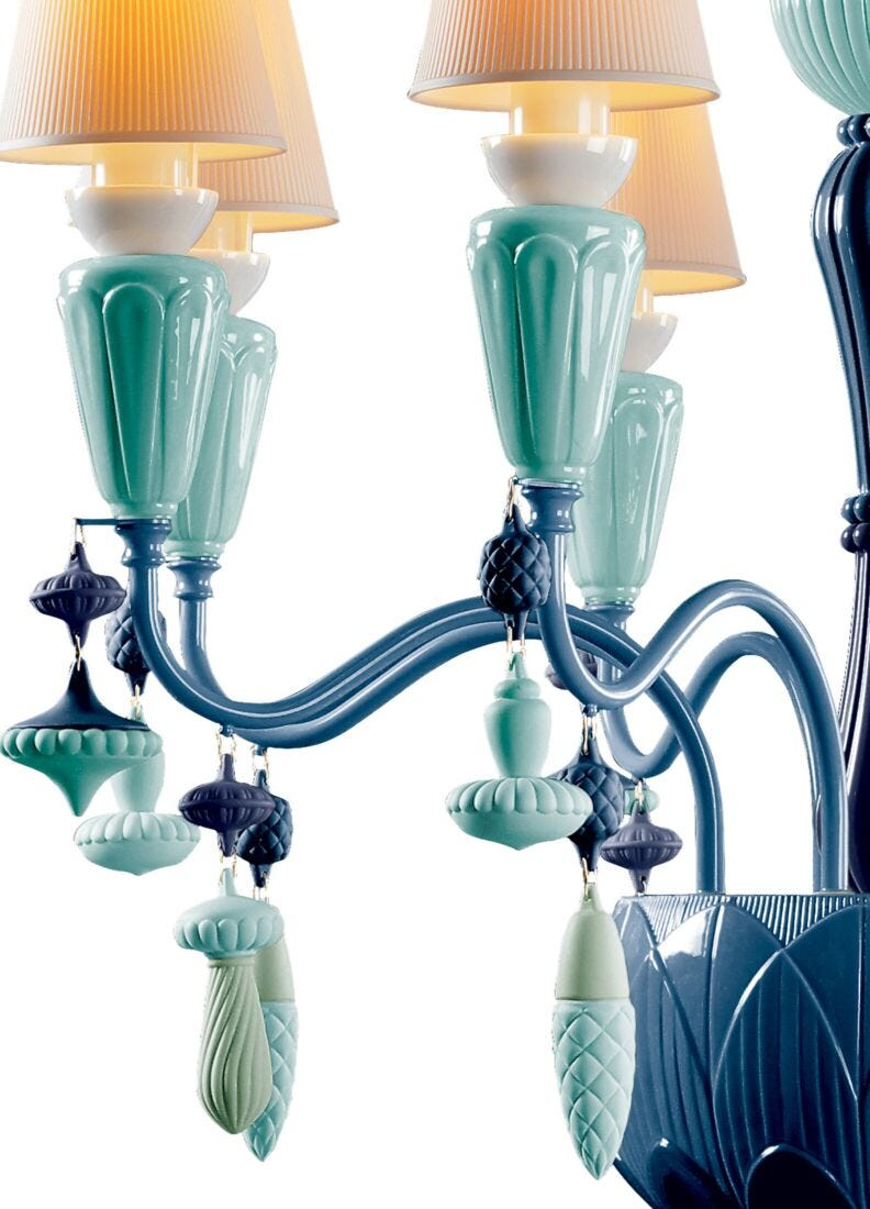Lladró - Ivy and Seed 8 Lights Chandelier - Ocean