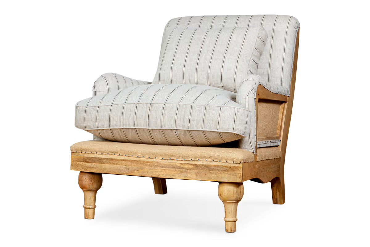 Nkuku - Abe Deconstructed Linen Armchair - Stripe - Natural