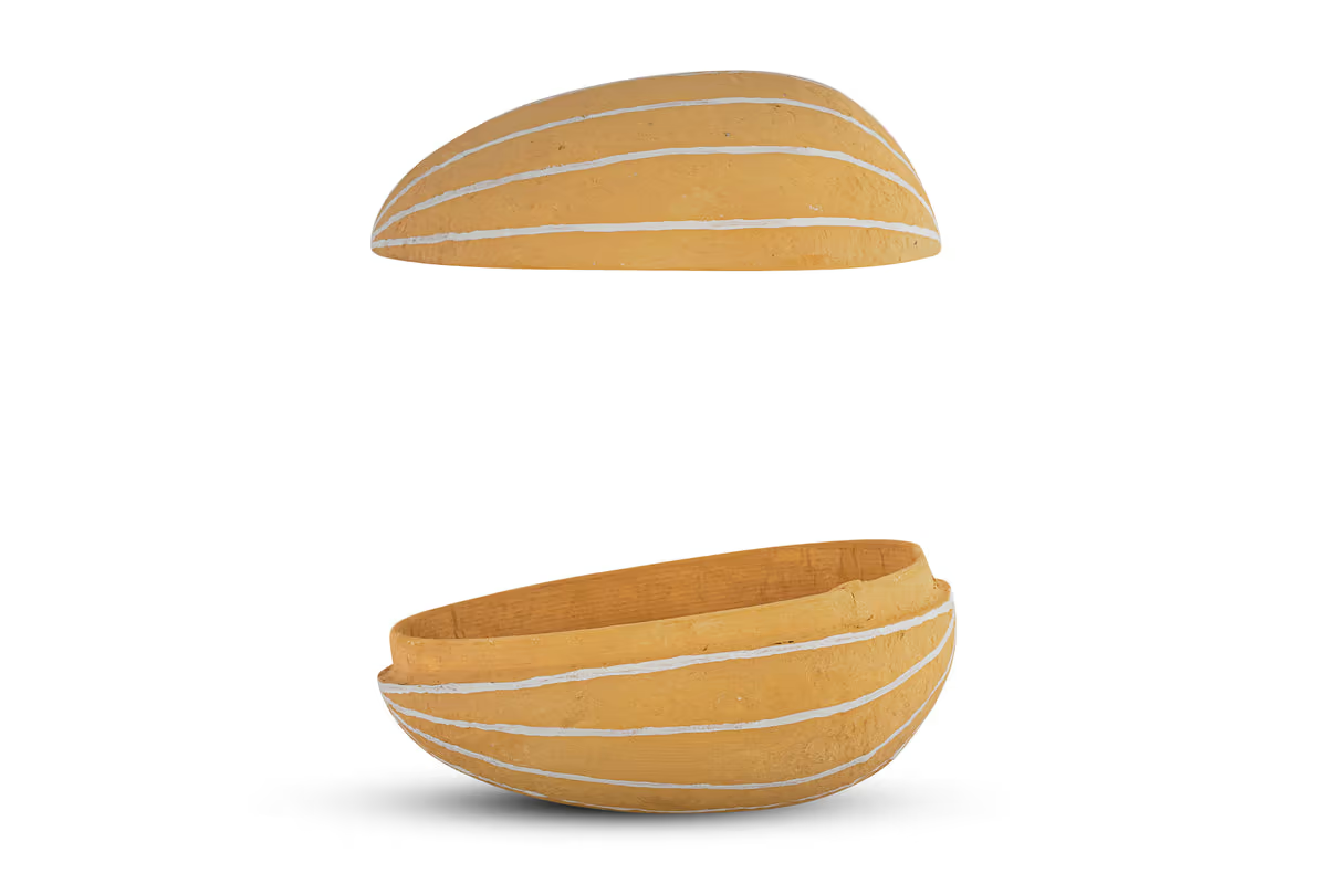 Nkuku - Surya Recycled Cotton Paper Standing Opening Egg - Ochre & Cream