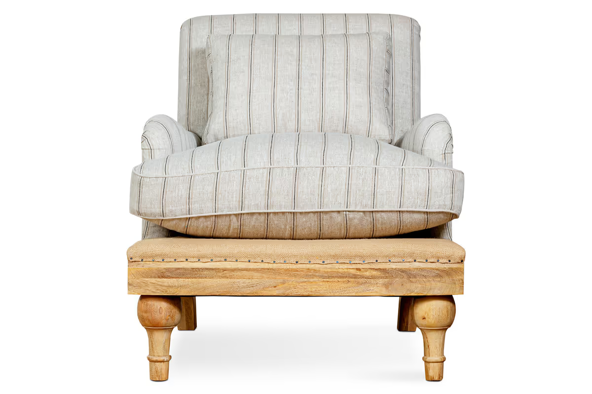 Nkuku - Abe Deconstructed Linen Armchair - Stripe - Natural