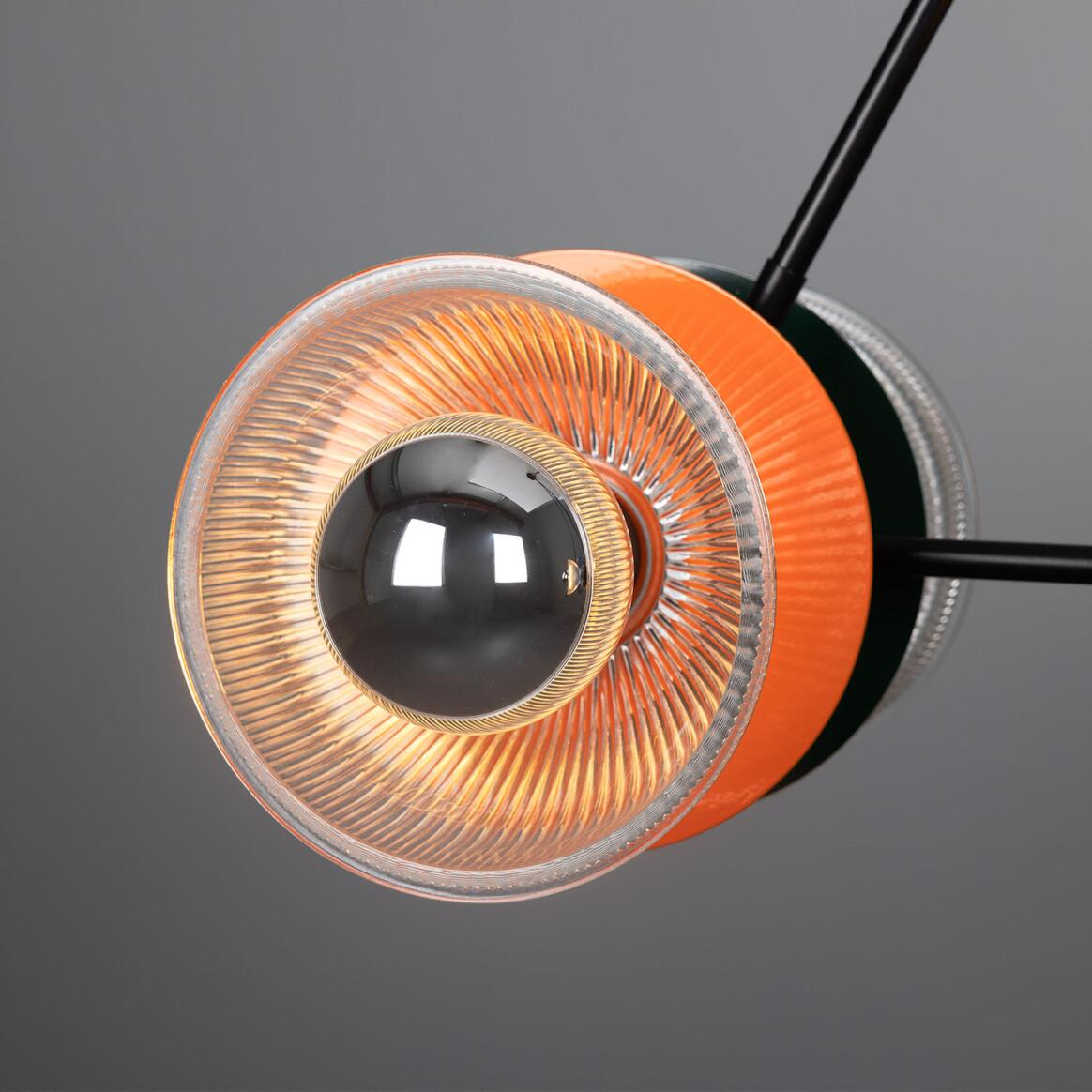 Mullan Eclipse Multicoloured Prismatic Glass Dish Chandelier - Powder-Coated Matte Black Finish