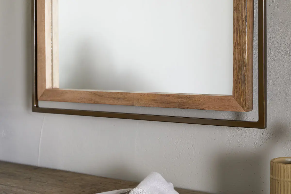 Nkuku - Mar Swivel Wall Mirror - Antique Brass & Natural
