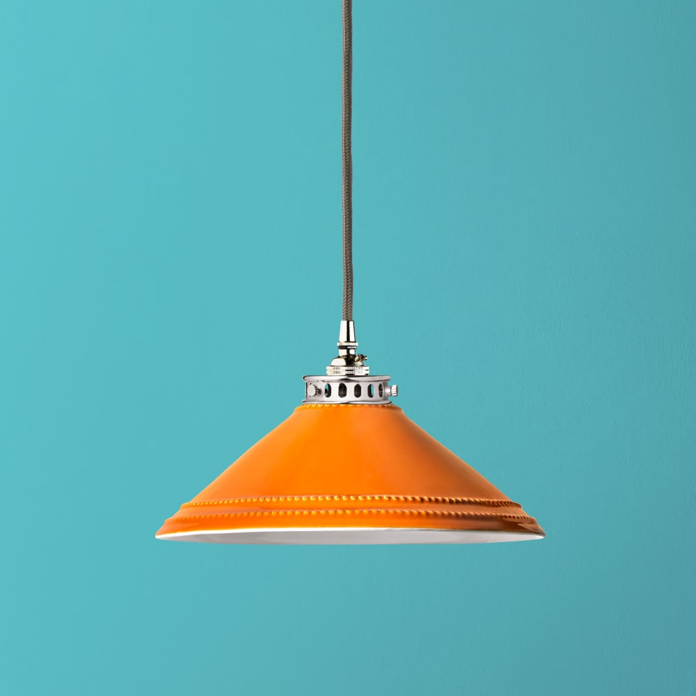 Pooky - Ted Ceramic Pendant Light Shade - Orange With Stone Interior