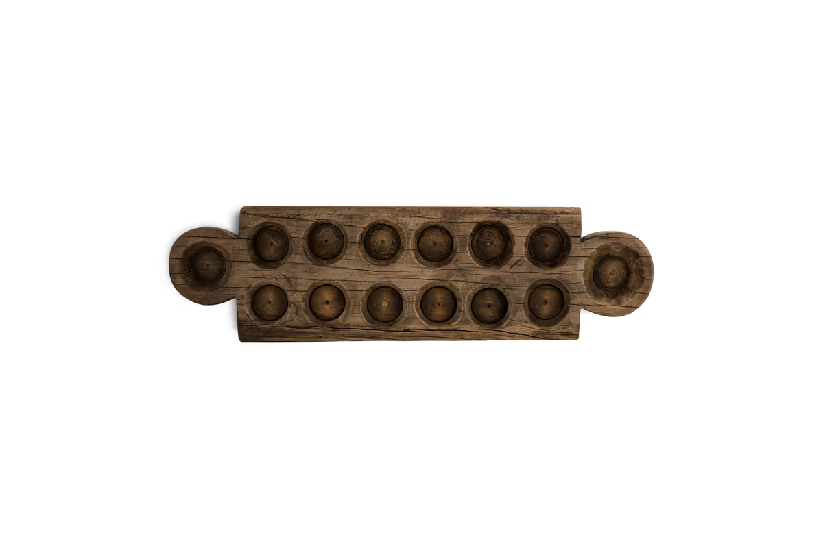 Nkuku - Makala Reclaimed Wood Tealight Holder - Natural