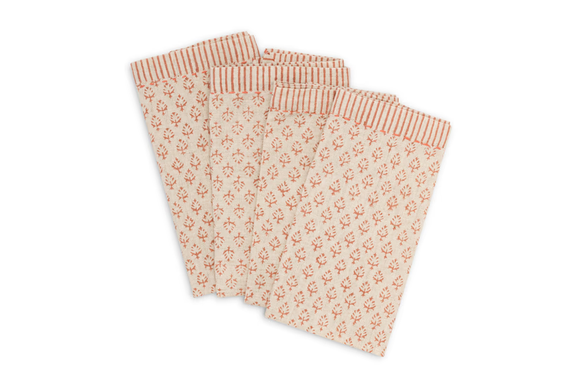 Nkuku - Peplu Block Print Napkin - Terracotta - Set of 4