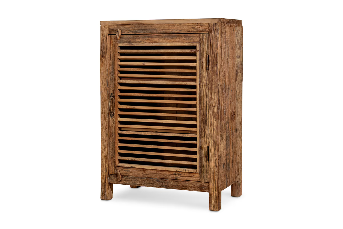 Nkuku - Ibo Reclaimed Wood Slatted Low Cabinet - Natural
