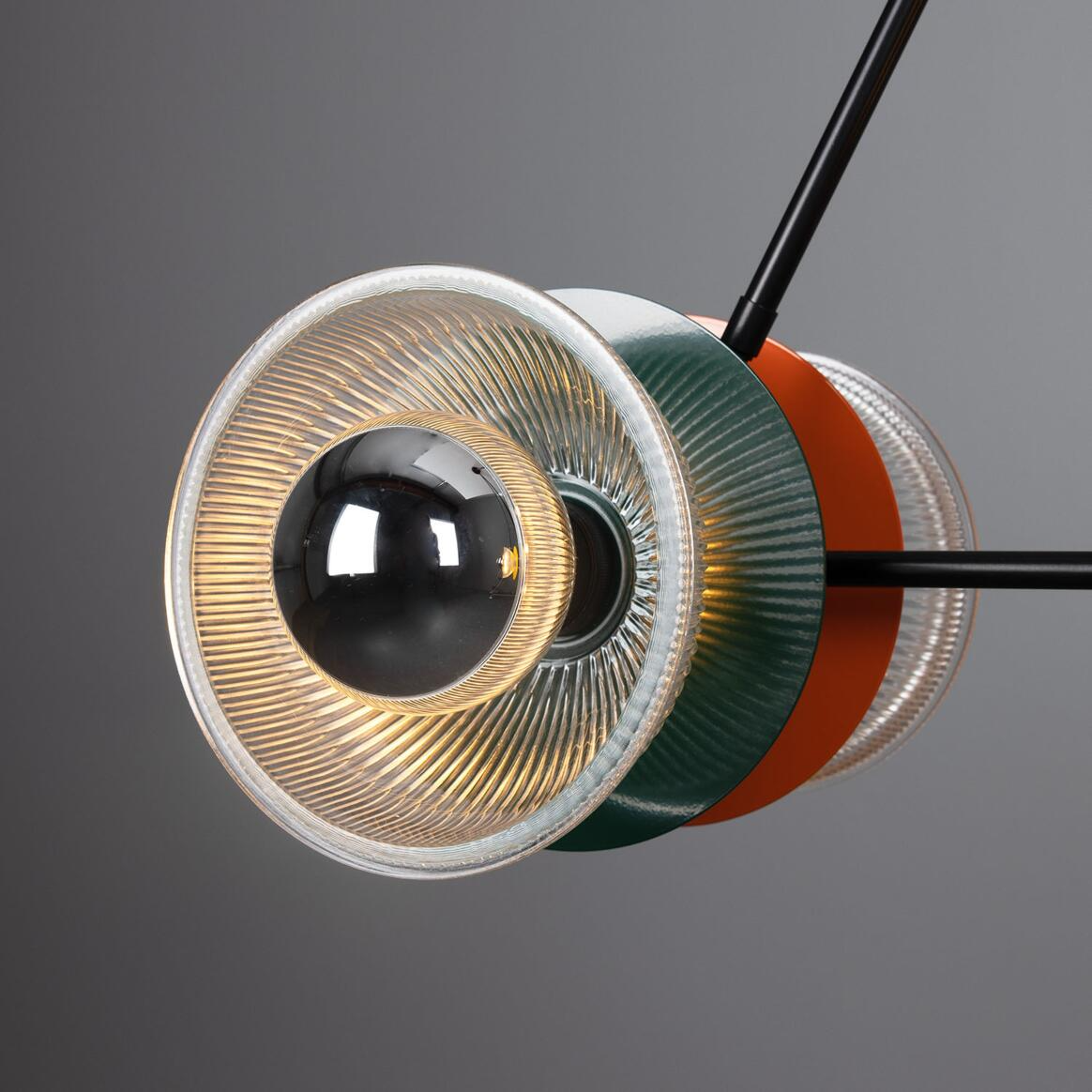 Mullan Eclipse Multicoloured Prismatic Glass Dish Chandelier - Powder-Coated Matte Black Finish