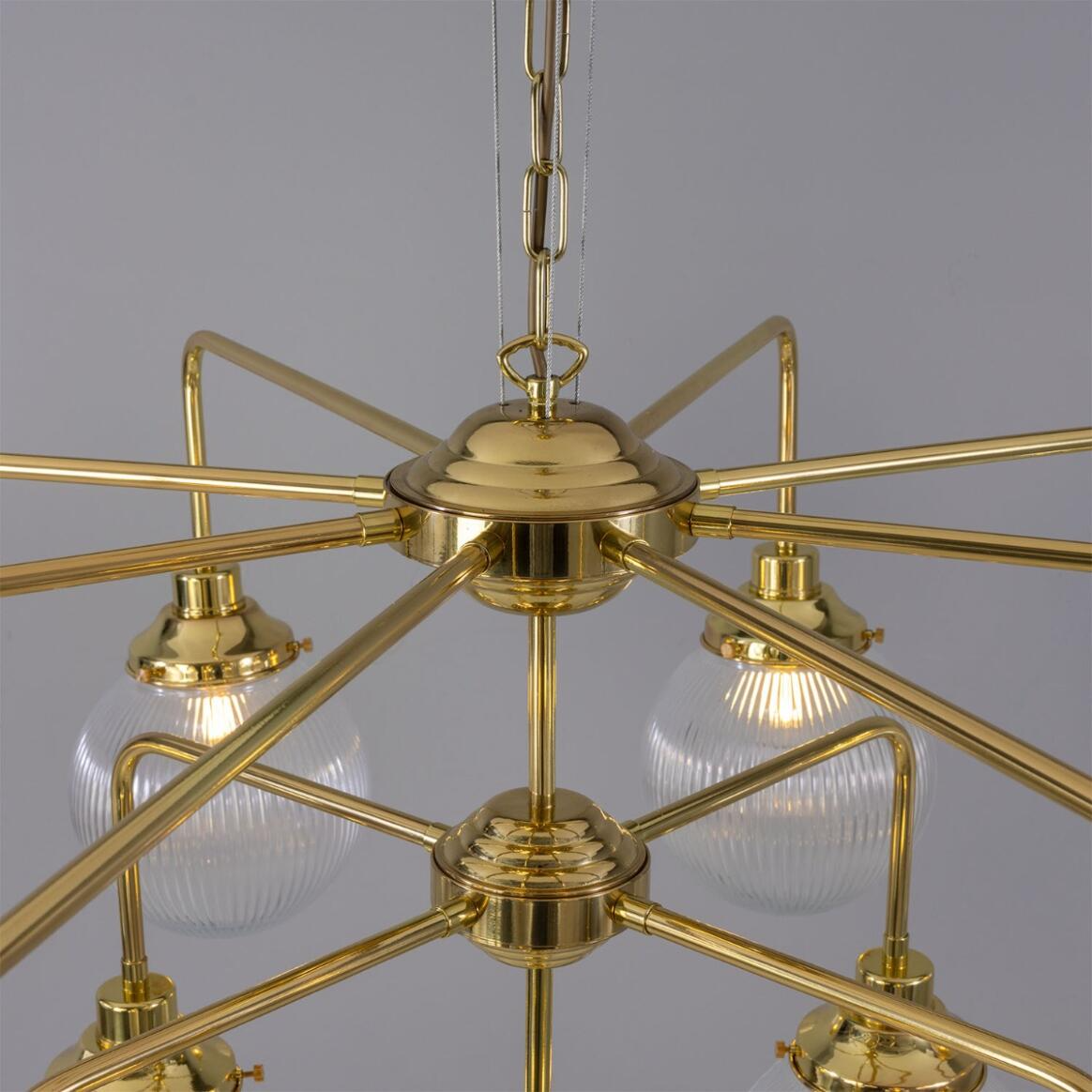 Mullan Genoa 13 Light Prismatic Glass Chandelier 124cm IP20 - Polished Brass Finish