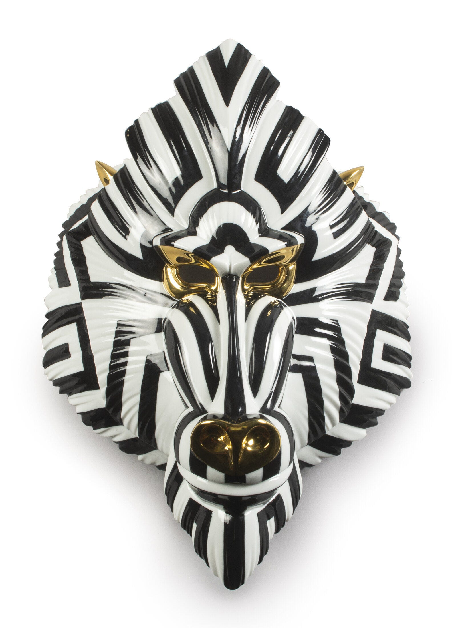 Lladró - Mandrill Mask - Black and Gold