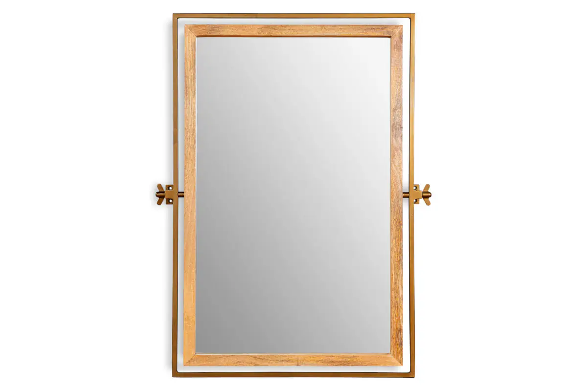 Nkuku - Mar Swivel Wall Mirror - Antique Brass & Natural