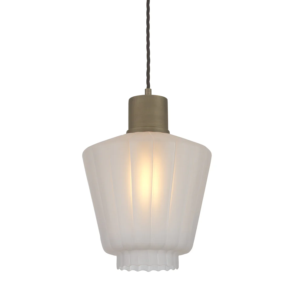 Northern Light - Romney Pendant Ceiling Lights - Frosted Reeded Brass Medium Finish - Frosted Reeded Shade