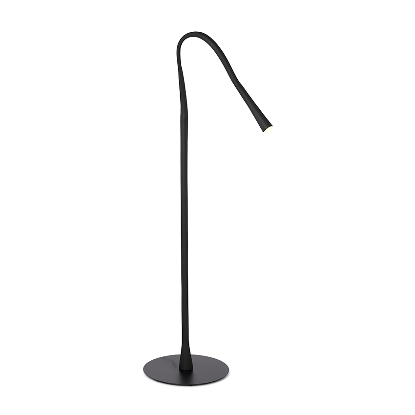Contardi Lighting Flexiled Floor Lamp - Matt black silk lacquered - Black Leather