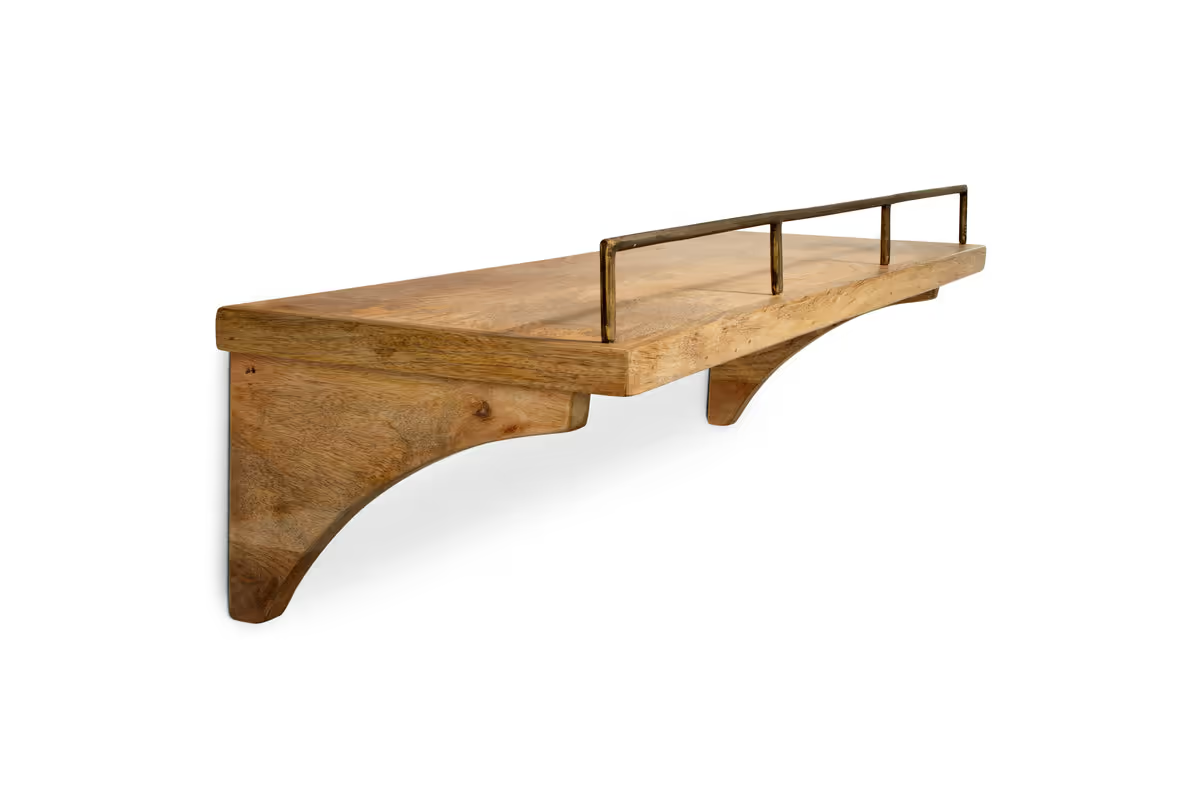 Nkuku - Meera Mango Wood & Iron Gallery Shelf - Natural - Small