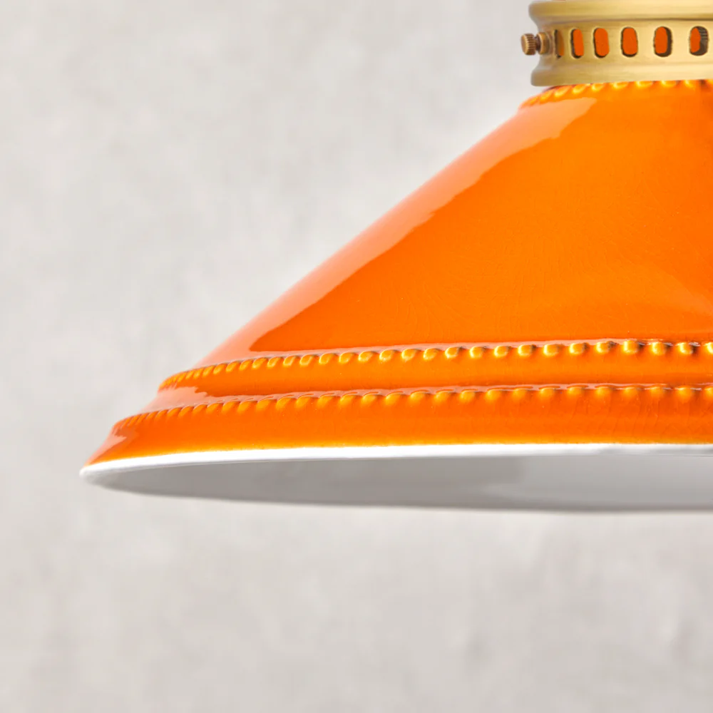Pooky - Ted Ceramic Pendant Light Shade - Orange With Stone Interior