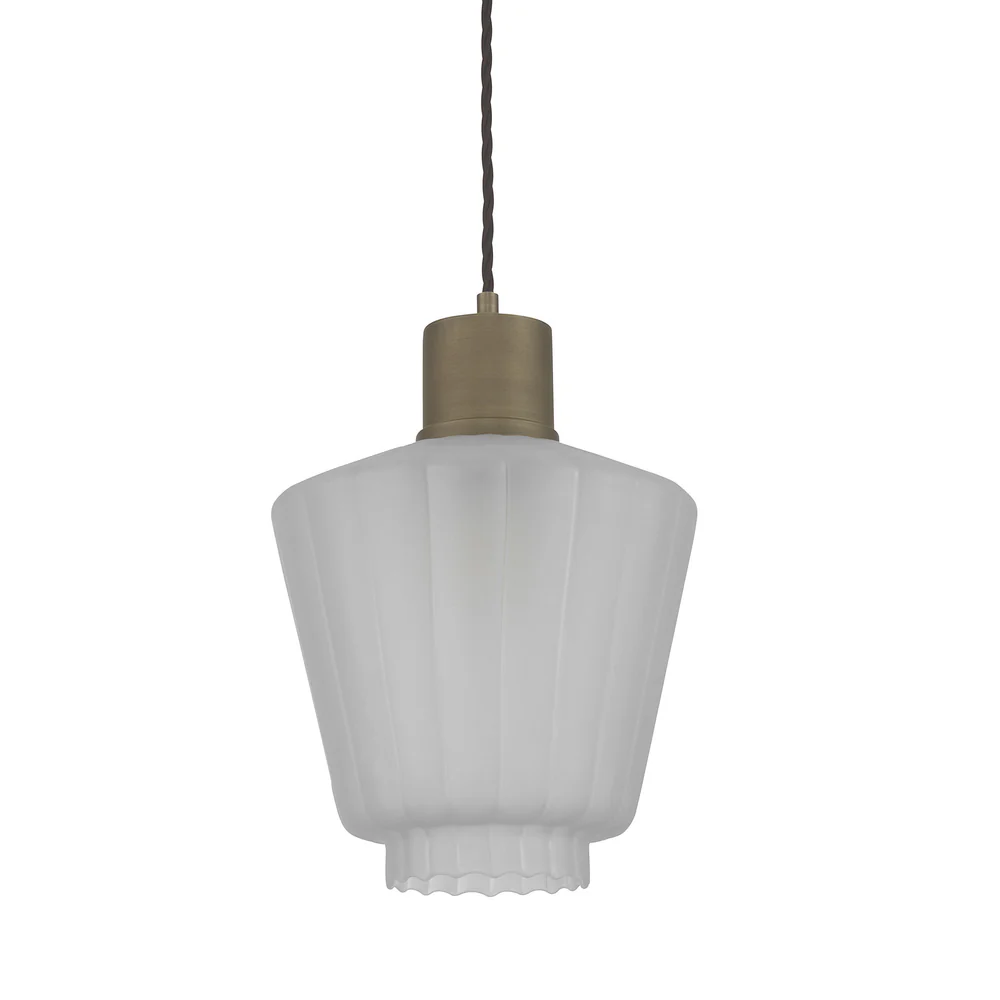 Northern Light - Romney Pendant Ceiling Lights - Frosted Reeded Brass Medium Finish - Frosted Reeded Shade