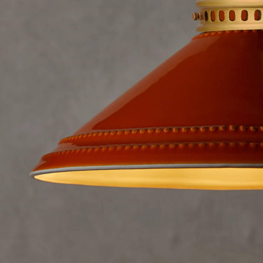 Pooky - Ted Ceramic Pendant Light Shade - Orange With Stone Interior