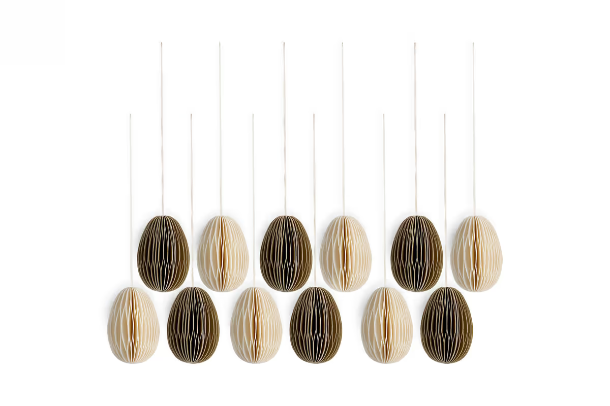 Nkuku - Piani Mini Hanging Paper Decoration - Natural & Moss - Set of 12