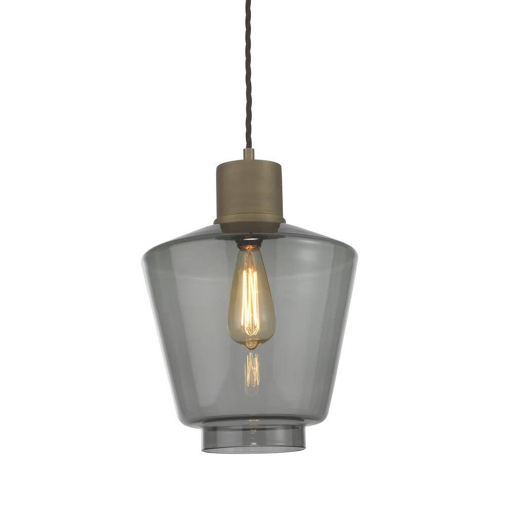 Northern Light - Romney Pendant Ceiling Lights -Smoke Brass Medium Finish - Smoke Shade