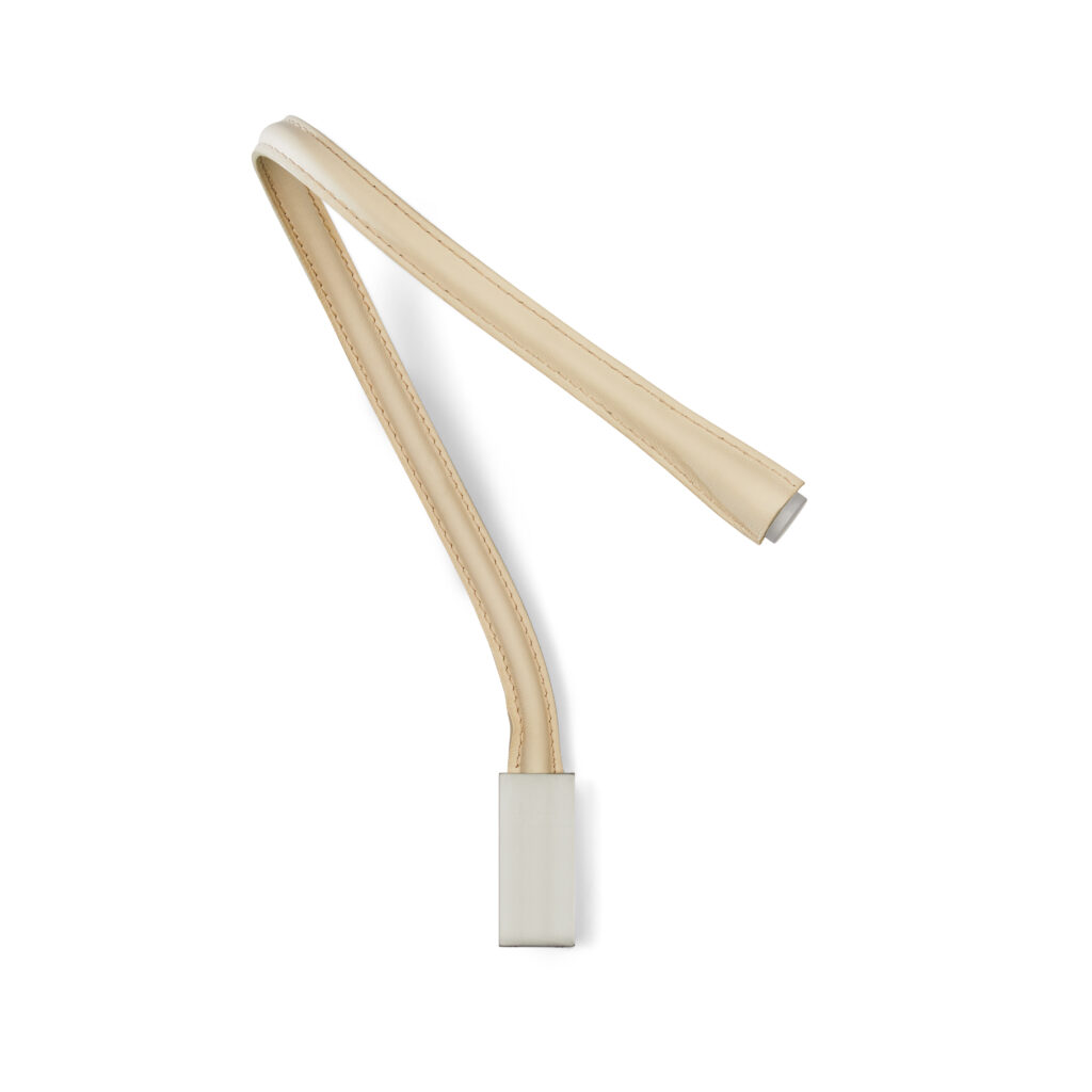 Contardi Lighting Flexiled wall Lamp - l.900 - Satin Nickel - Ivory Leather - Without Switch