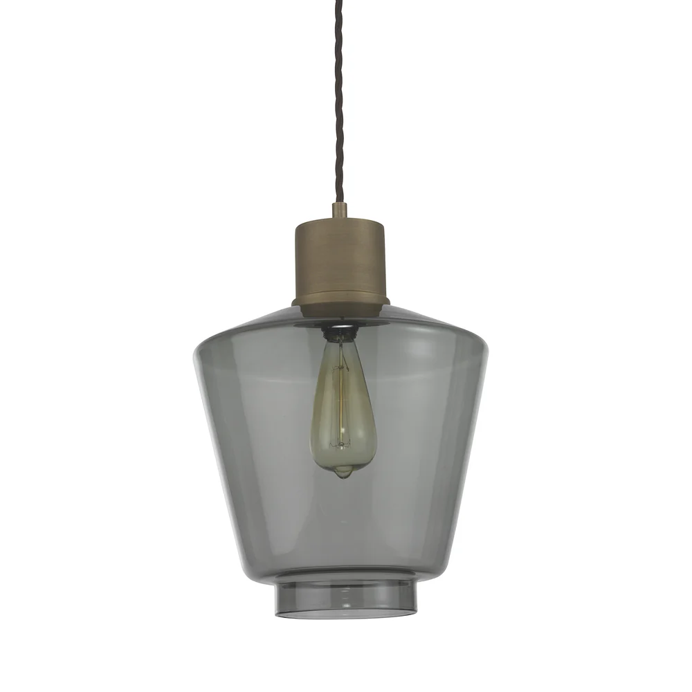 Northern Light - Romney Pendant Ceiling Lights -Smoke Brass Medium Finish - Smoke Shade