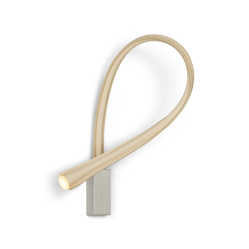 Contardi Lighting Flexiled wall Lamp - l.900 - Satin Nickel - Ivory Leather - Without Switch