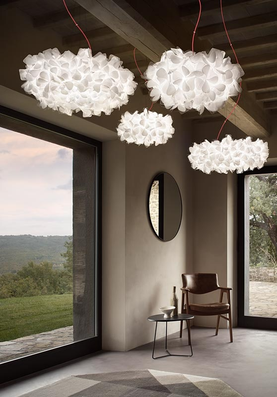 Slamp - Clizia Suspension 130 Lamp - Mama Non Mama White - Red Wire