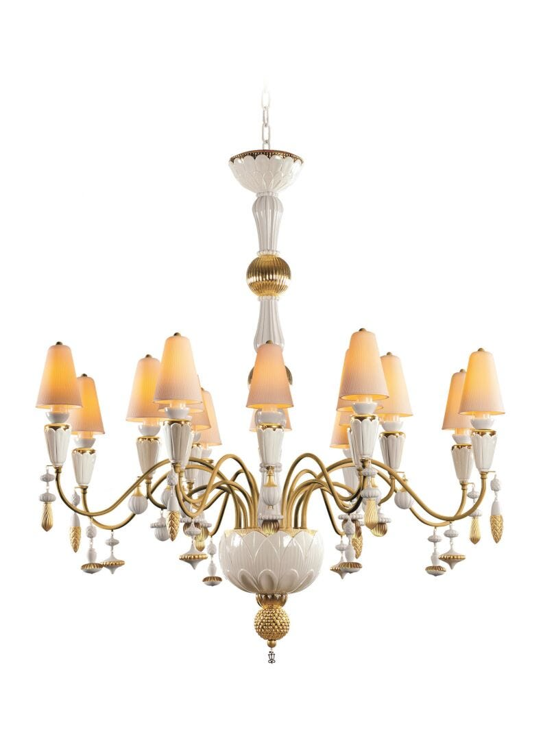 Lladró - Ivy and Seed 16 Lights Chandelier - Golden luster