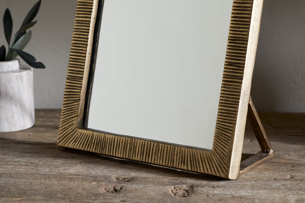 Nkuku - Baja Standing Mirror - Antique Brass
