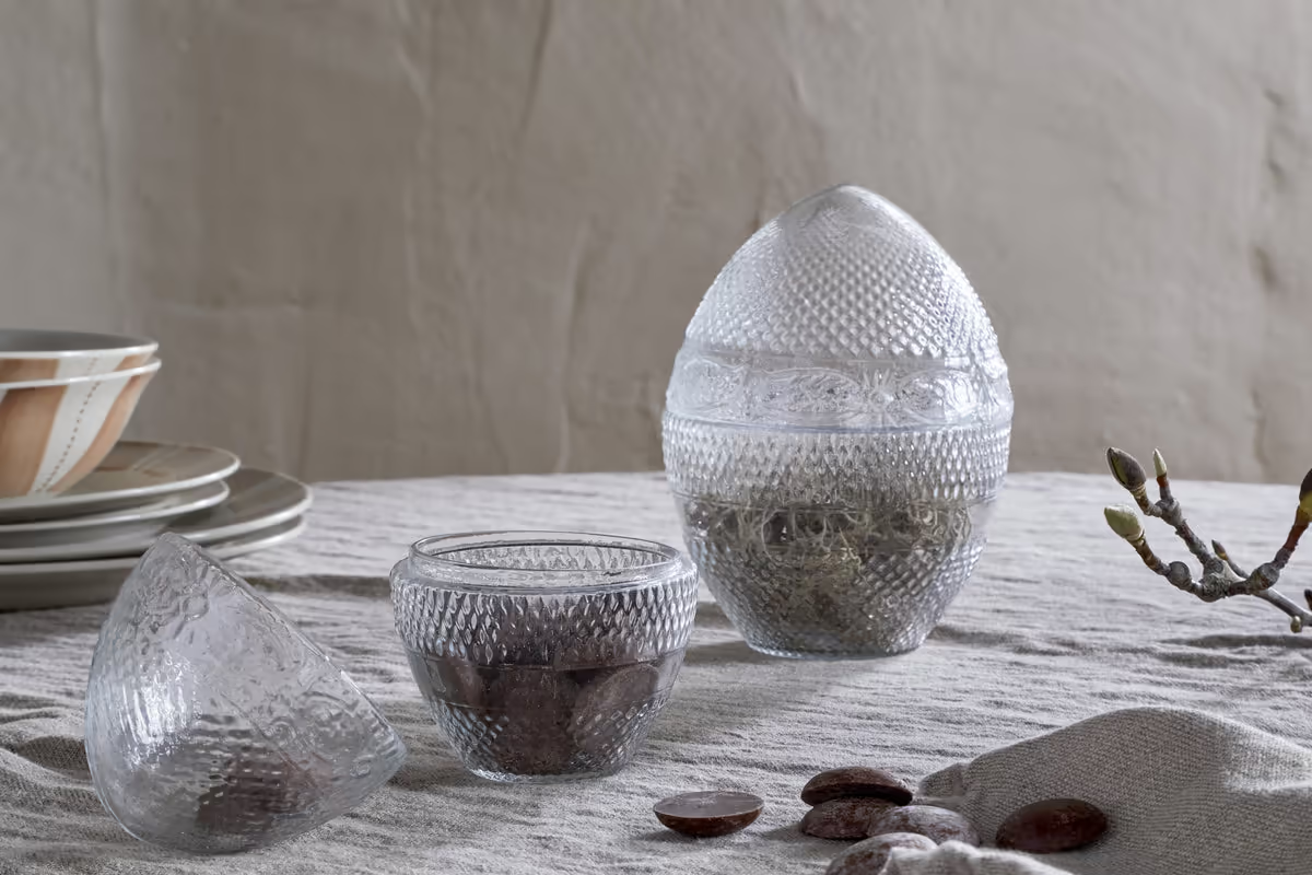 Nkuku - Essan Recycled Glass Opening Egg - Clear - Large