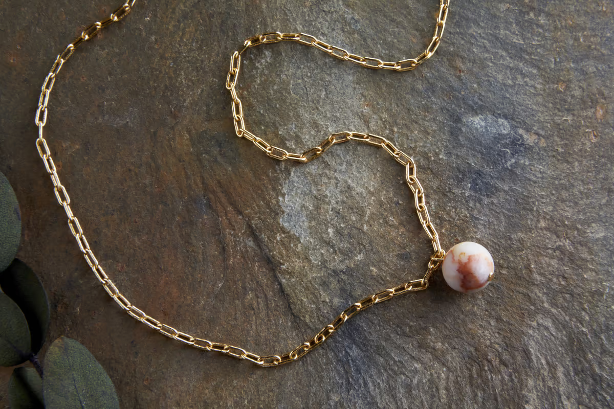 Nkuku - Cerita Rhodochrosite Necklace - Rhodochrosite & Gold