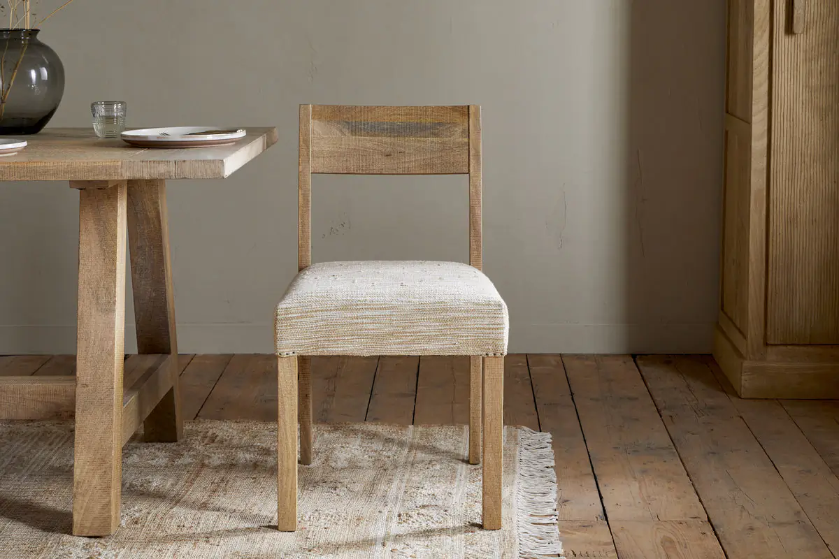 Nkuku - Zoha Cotton & Jute Upholstered Dining Chair - Natural