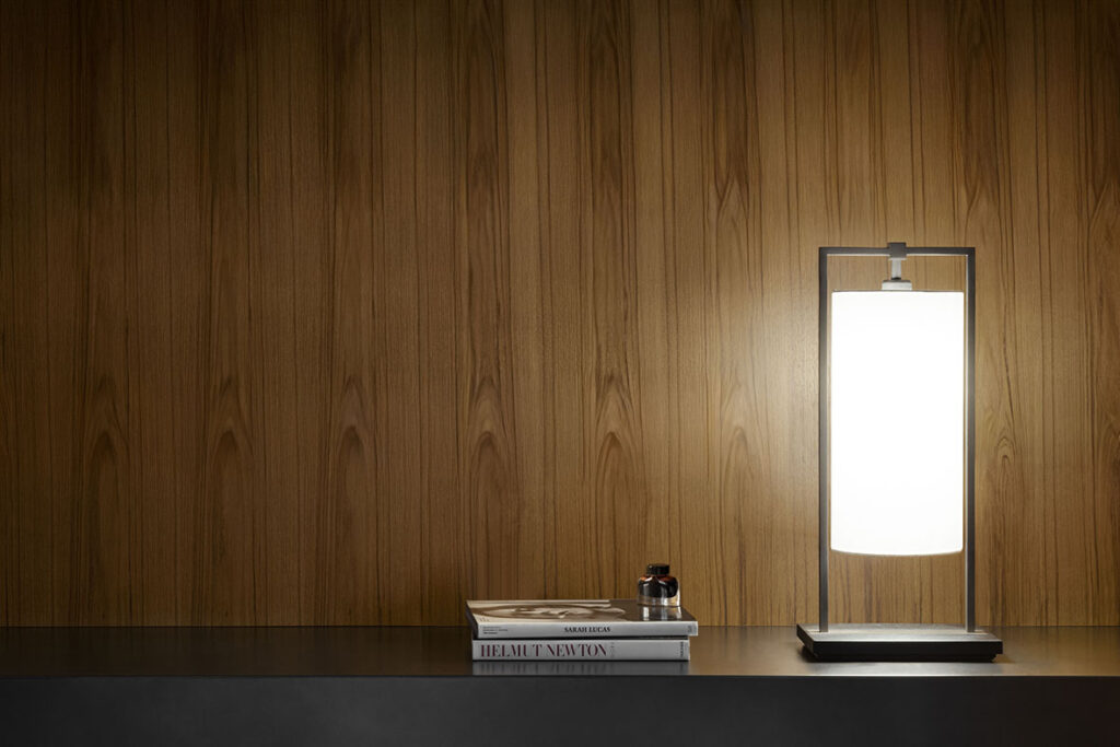 Contardi Athena Table Lamp  - Brushed Bronze Nickel Frame - White Linen Shade