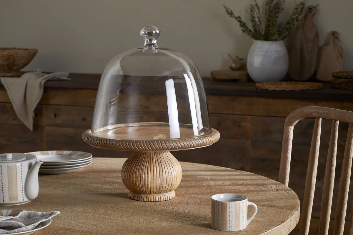 Nkuku - Vivan Glass Cake Stand & Dome - Natural
