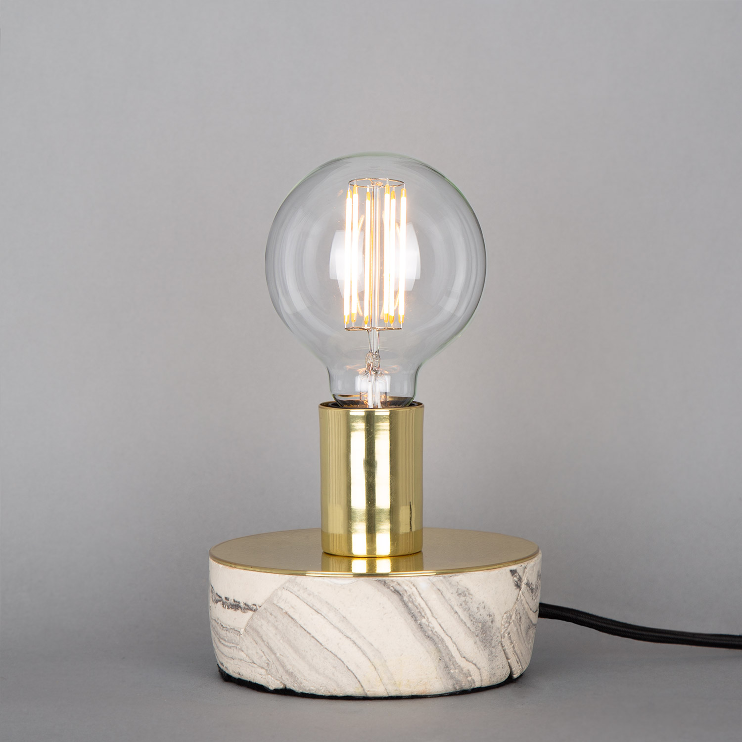 Mullan Fontana Marbled Ceramic and Brass Table Lamp - Polished Brass Finish