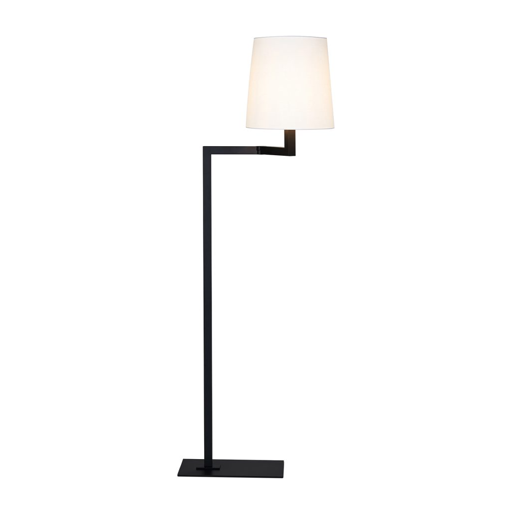 Contardi Lighting Tonda Liseuse Floor Lamp - Matt Black Silk Lacquered - White Cotton 800