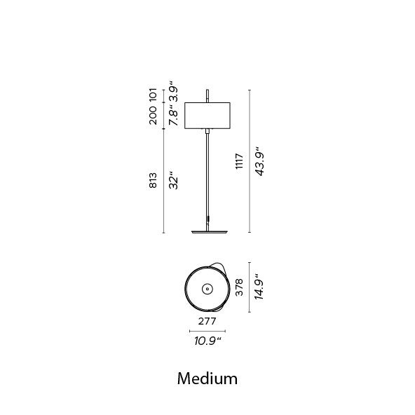 Contardi Lighting Lagoon Floor Lamp - Medium- Matt black Finish Copper Lacquered - Noumea Goyave (Pierre Frey)