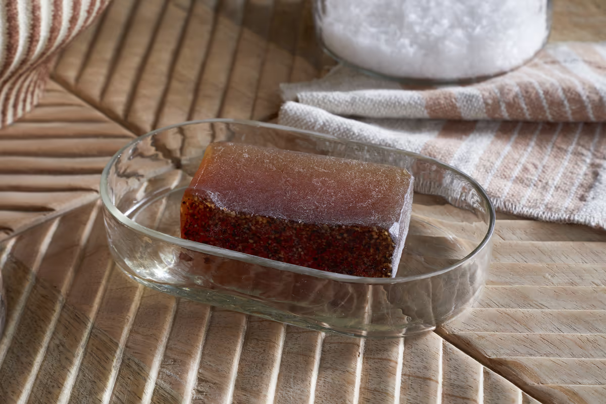 Nkuku - Ilcoso Recycled Hammered Glass Soap Dish - Clear