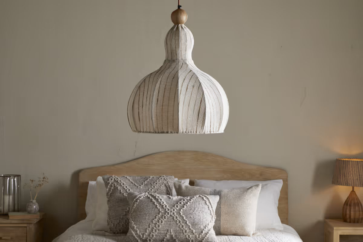 Nkuku - Kela Fabric Pendant - Off White