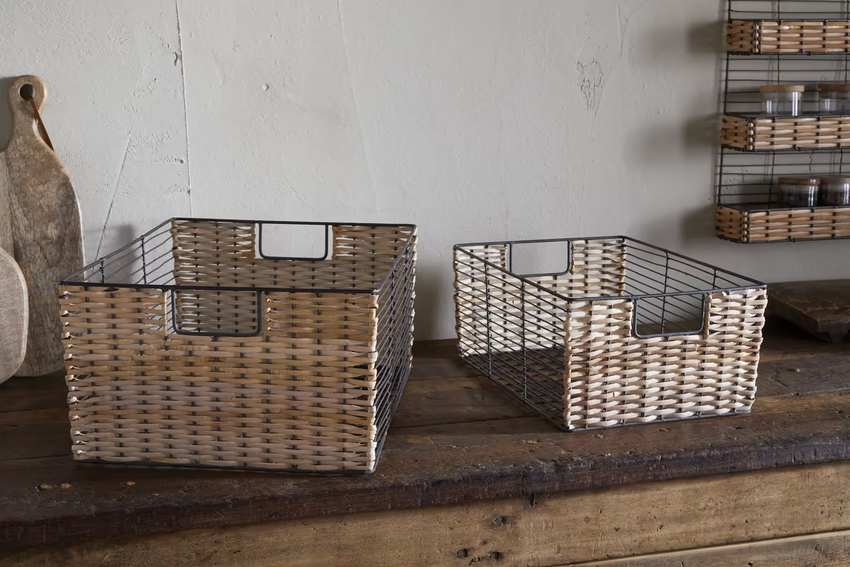 Nkuku - Montali Iron & Rattan Storage Baskets - Natural