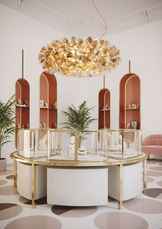Slamp - Clizia Suspension 130 Lamp - Mama Non Mama Gold - Red Wire