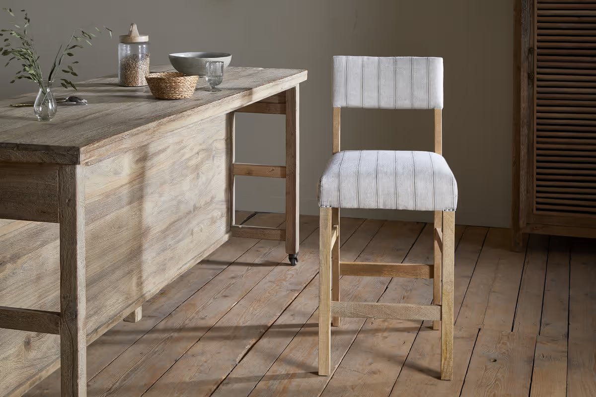 Nkuku - Nidhi Linen Upholstered Counter Chair - Natural