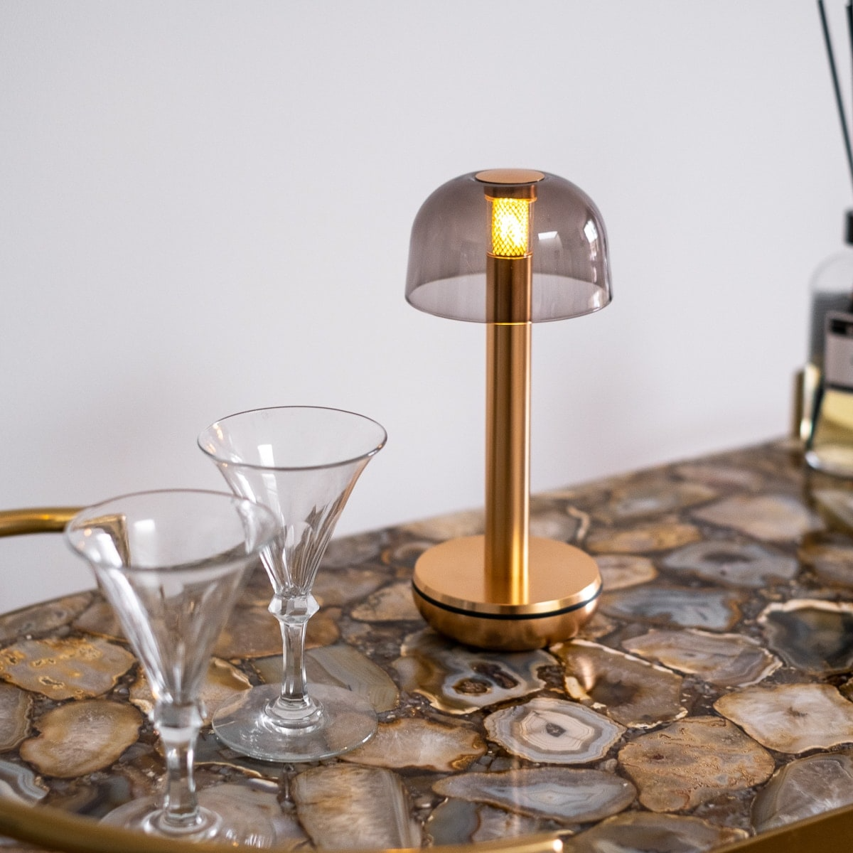 Humble Lights - Two Table Light Gold Glass Smoked